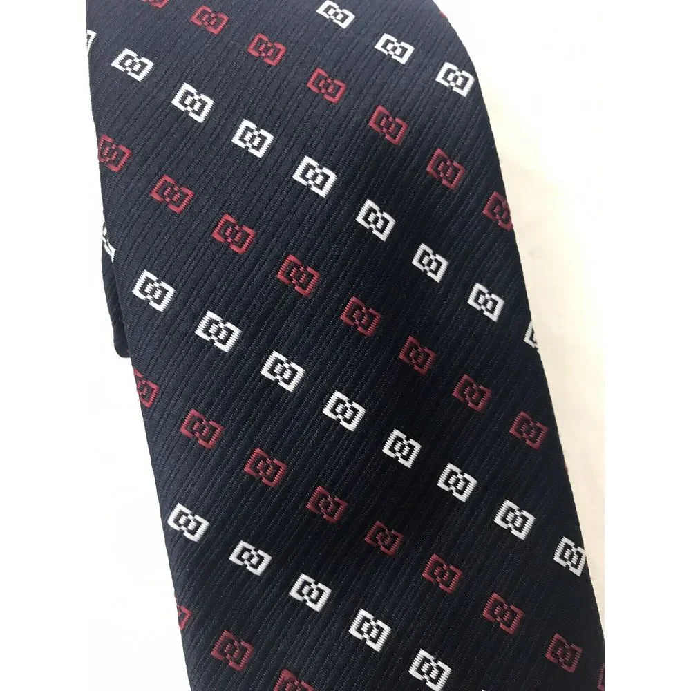 Vintage Christian Dior Classic Tie Necktie Blue Burgundy Geometric‎